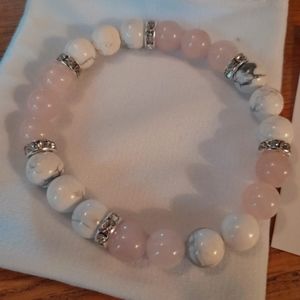 Genuine stone rose quartz and white turquoise bracelet new in package
